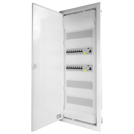 Sicherungskasten Unterputz Verteilerkasten 5-reihig 60 Module 14xMCB 2xRCCB VDE Unterverteilung verdrahtet Verteilerschrank mit Sicherungen 880,50x348x94,5mm Hager Hohlwand Verteiler Abzweigklemmen Doktorvolt  DV-6272-PT