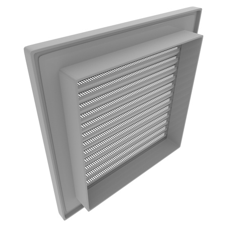 Schräge Lüftungsgitter mit Insektenschutznetz, quadratisch 14cm x 14cm grau AirRoxy 02 02-338