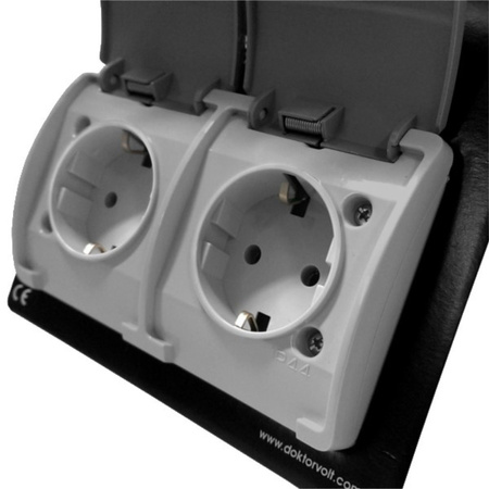 2-fach Steckdose Schuko IP44 Doppelsteckdose Klappdeckel grau/anthrazit 182-08-DRV