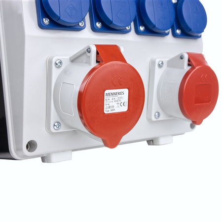 Baustromverteiler 16A 32A 4x230V Stromverteiler mit Mennekes-Steckdosen FI-Schalter LS-Schalter Doktorvolt TD-S/FI DV-6442-D