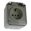 Steckdose Schuko m. Klappdeckel Aufputz IP44 grau M-L 1592