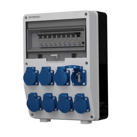 Stromverteiler TD-S/FI 8x230V franz/belg System Fi-Schalter 25A 30mA Doktorvolt® DV-0373-F