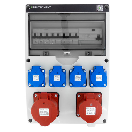 Baustromverteiler CEE 32A 16A TGD-S/FI 4x230V Stromverteiler Wandverteiler Doktorvolt DV-5541-D