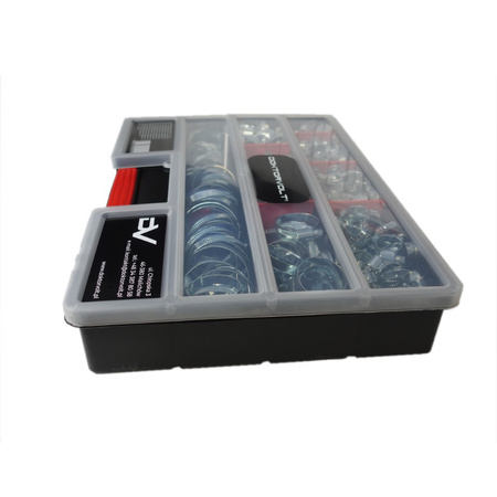 Schlauchschellen Set mit flexiblem Steckschlüssel 417 Teile verzinkt Schlauchklemmen in 11 Größen DV-0195