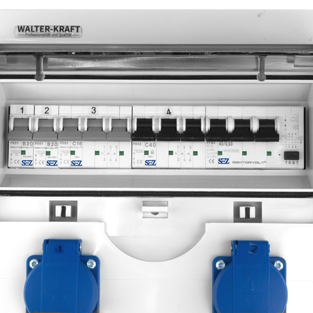 Baustromverteiler Walter-Kraft-S/FI 32A 16A 2x230 Schuko System Mennekes-Steckdosen KW-0010-D