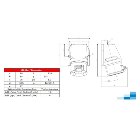 CEE Wandsteckdose Aufputz 5P 16A IP44 400V 5074