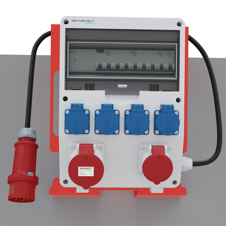 Baustromverteiler auf Ständer Siemens Schutzschalter pTD-S/FI SET tragbar mit Steckdosen 16A 32A CEE MENNEKES 4x230V Stromverteiler für Baustellen Stromkasten mit Schutz Doktorvolt DV-6160-D
