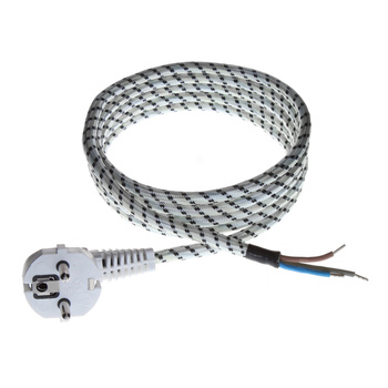 Anschlusskabel 2m mit Winkelstecker Uni-Schuko 250V 16A PPJ Weiß-Schwarz T-10873