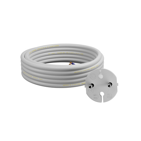 Anschlusskabel 5m mit geradem Stecker TYP E 230V 16A 2×1 mm² H05VV-F PP-21 Weiß W-98343