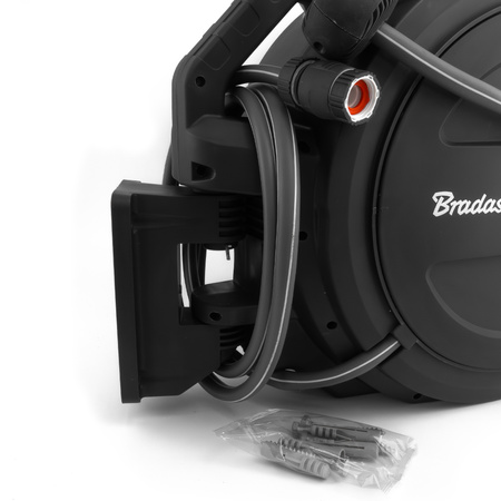 Schlauchtrommel 30m 1/2'' Schlauchbox Schlauchaufroller schwenkbar Wasserschlauchtrommel automatischer Aufroller Gartenschlauch schwarz Bradas WL-W7B30