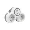 Zweifach Steckdosenadapter 2x Schuko 230V 2x USB Grau-Weiß W-72010