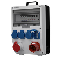 Baustromverteiler 1x16A 4x230V 32A mit Griff und Anbaustecker Stromverteiler Doktorvolt TD-S/FI DV-0229-D