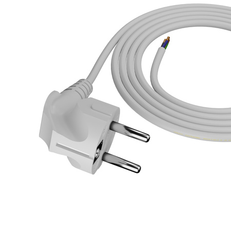 Anschlusskabel 2m mit Winkelstecker Uni-Schuko 250V 16A 3x0,75 mm² OMY PP-50 Weiß W-97155