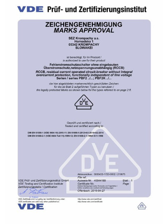 SEZ Fi-Schalter 40A 30mA 2p 10kA FI-Schutzschalter 0090664
