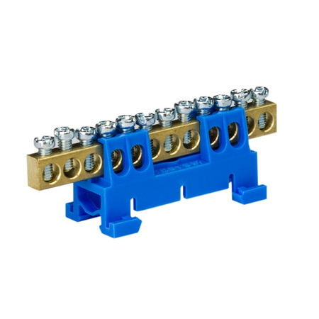 Verteilerklemme 12-polig auf TH Schiene blau 12/N