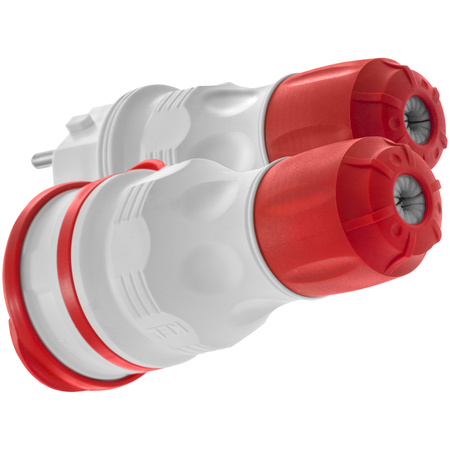 Anschlussset mit Stecker WT-54 und Kupplung GN-44 250V Schuko grau-rot W-98863