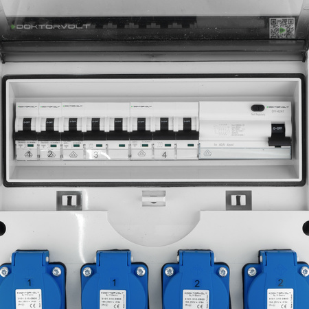 Baustromverteiler CEE 32A 16A TGD-S/FI 4x230V Stromverteiler Wandverteiler Doktorvolt DV-5541-D