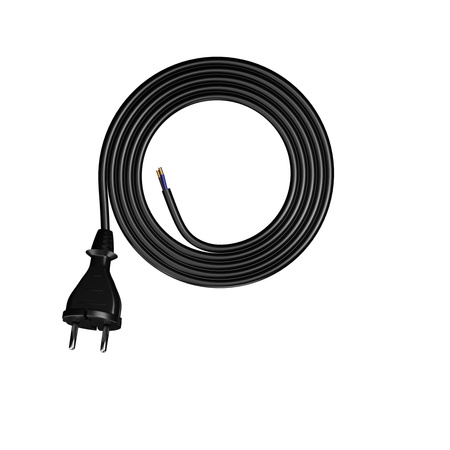 Anschlusskabel 2m mit geradem Stecker TYP E 230V 16A 2×1 mm² H07BQ-F PP-21 Schwarz W-98574
