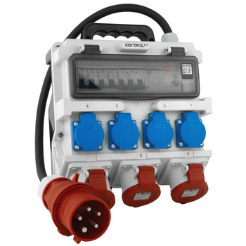 Stromverteiler FI-Schutzschalter Baustromverteiler TR-S/FI 4x230V 3x400V 1x32A/2x16A Doktorvolt DV-7266-D