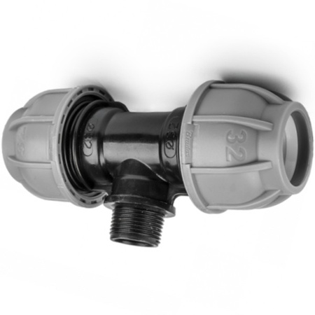 T-Stück für PE Rohr 32mm / AG 1" PN10 Verbinder BRADAS DSRA10T32M1