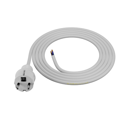 Anschlusskabel 2m IP44 mit geradem Stecker 250V 16A 3x1,5 mm² H05VV-F PP-40H Weiß W-98381