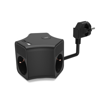 Steckdosenleiste 3x Schuko-Steckdosen 230V 2m USB-A & USB-C mit Schalter Plastrol W-30018