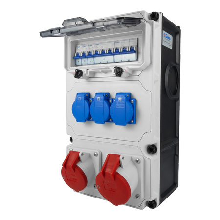 Baustromverteiler 1x32A 1x16A CEE 400V 2x16A 230V Wandverteiler LS-Schalter Schuko IP44 BALS BL89070