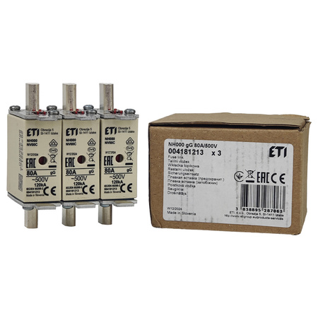 Schmelzeinsatz NH000 WT-00C KOMBI Sicherung 80A ETI Hochwertige NH-Sicherung 004181213