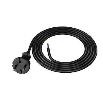 Anschlusskabel 2m mit geradem Stecker TYP E 230V 16A 2×1,5 mm² H05RR-F PP-21 Schwarz W-97192