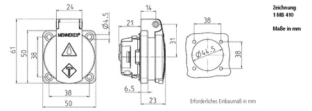 Mennekes Anbausteckdose Blau französisch/belgische Typ-E 230V IP44 11111