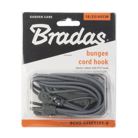 Spanngummi Set mit PVC Haken 2x18/25/40cm grau Bradas BCH3-04SET1GY-B