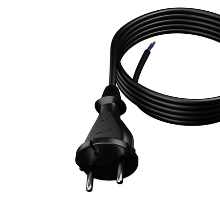 Anschlusskabel 4m mit geradem Stecker TYP E 230V 16A 2×1,5 mm² H05RR-F PP-21 Schwarz W-97194