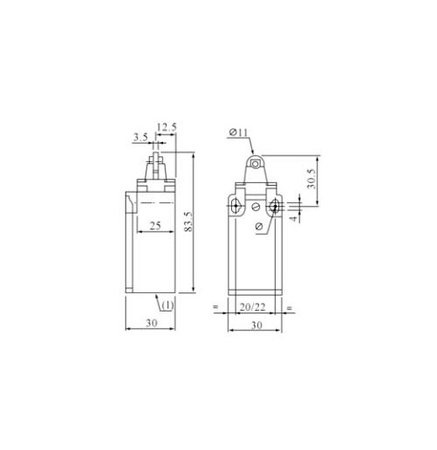 Endschalter 1NC/1NO Grenztaster Positionsschalter mit Rollendrucktaster XBS MVGK-102