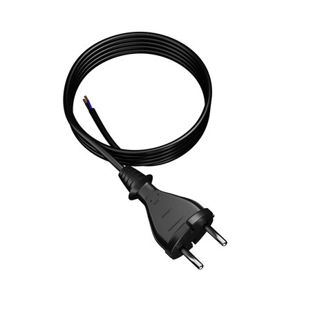 Anschlusskabel 4,5m mit geradem Stecker TYP E 230V 16A 2×1 mm² H05RR-F PP-21 Schwarz W-97190