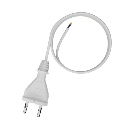 Anschlusskabel 4m mit geradem Stecker TYP E 230V 16A 2×1 mm² H05VV-F PP-21 Weiß W-98341