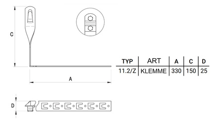 Erdung Dachziegelhalter mit einem Dachhaken Galvanisch verzinkter Stahl 11.2/Z OC