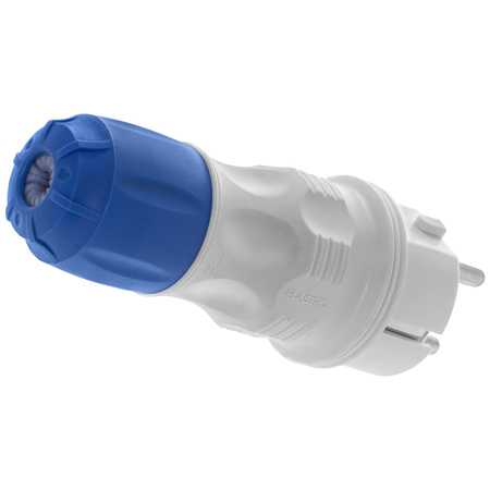 Zerlegbarer gerader Stecker WT-54 IP54 2P+E 16A 250V Uni-Schuko grau-blau W-97976