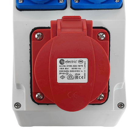 Baustromverteiler Gehäuse ohne Verkabelung 16A 400V 2x 230V Schuko Leergehäuse mit Steckdosen TpE 3317-200-5000