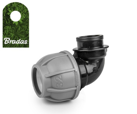 Klemmfitting Winkel 90° für 32mm PE Rohre mit IG 1" PN10 BRADAS DSRA10K32F1