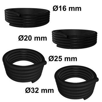 Spiralrohr GUS Isolierrohr 30m ⌀16mm ⌀20mm ⌀25mm ⌀32mm schwarz