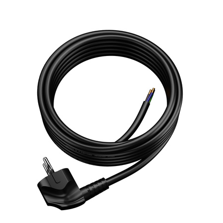 Anschlusskabel 5m mit Winkelstecker Uni-Schuko 250V 16A 3x1,5 mm² OMY PP-50 Schwarz W-97186