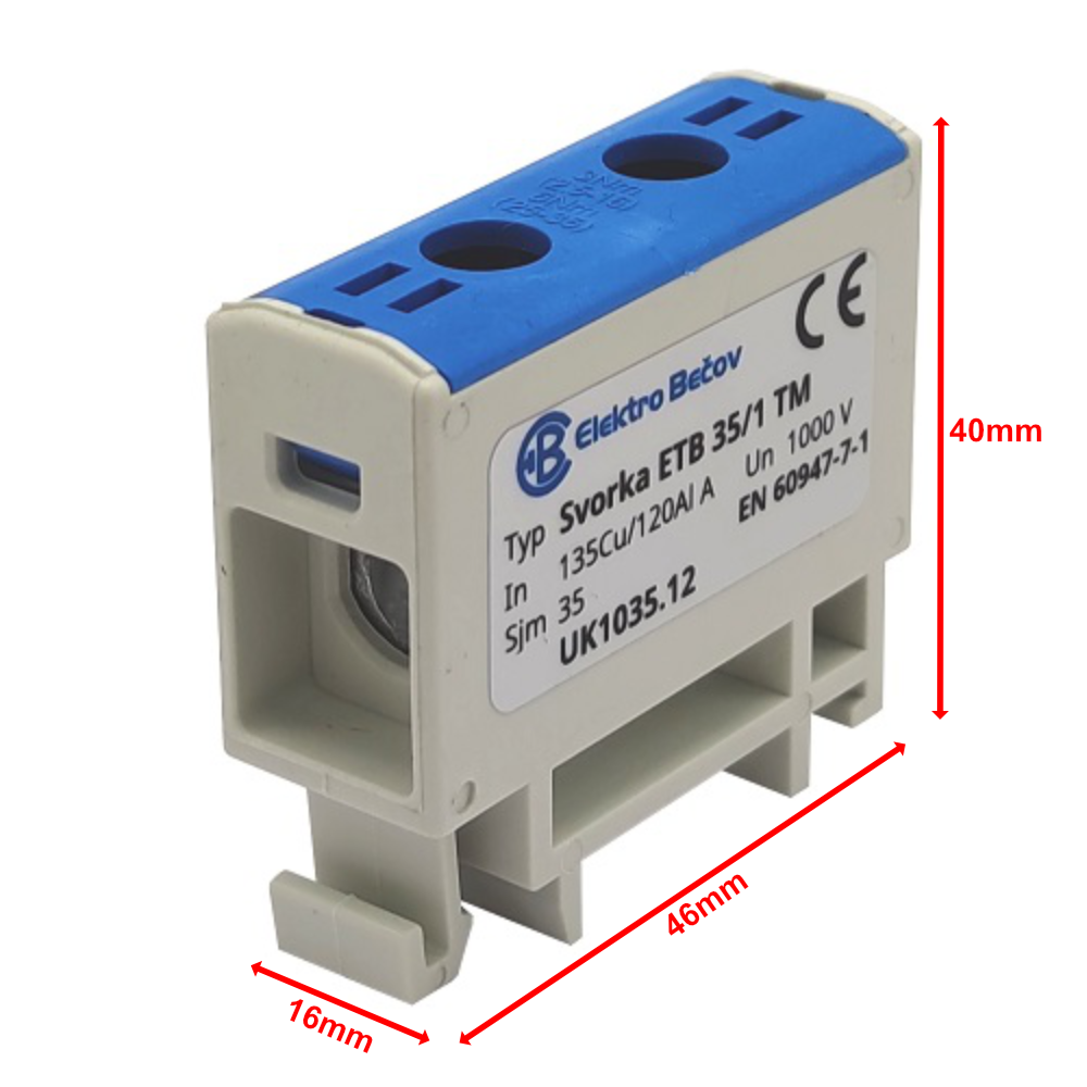 Hauptleitungsklemme Anschlussklemme ETB 35/1 Al/Cu Universalklemme elektroinstallation 2 Löcher  Elektro Becov