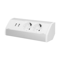 Möbelsteckdose 2x2P+Z Schuko + 2xUSB weiß-silber Unterbau OR-GM-9003/W-G(GS)