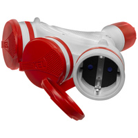 Dreifach-Steckdose Schuko IP44 3×2P+E 16A Grau-Rot 250V GN-X3/44S EXTREM W-01163