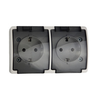 Doppel Aufputz Steckdose mit Rauchklappe Weiß Schuko ViPlast IP44 182-51