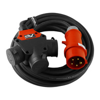 CEE Verlängerungskabel 25m 3-Wege TypE franz/belg Norm H07RN-F 5x2,5mm Stromkabel Gummikabel DV-9252-3-WS-Y-25-FR