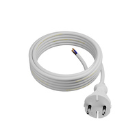 Anschlusskabel 5m mit geradem Stecker TYP E 230V 16A 2×1 mm² H05VV-F PP-21 Weiß W-98343
