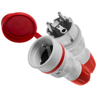 Anschlussset mit Stecker WT-54 und Kupplung GN-44 250V Schuko grau-rot W-98863