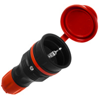 Tragbare zerlegbar Steckdose 230V Schuko IP44 mit Klappe Schwarz-Rot W-01148