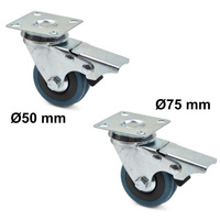 Lenkrolle Gummi PP mit Feststeller Ø50mm Ø75 mm G71503